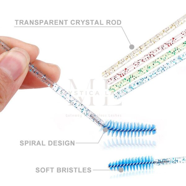 Transparent Crystal Rod & Spiral Design & Soft Bristles Mascara Eyelash Brush