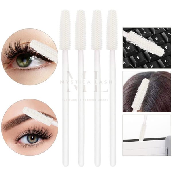 Multifunctional White Silicone Eyelash Brushes