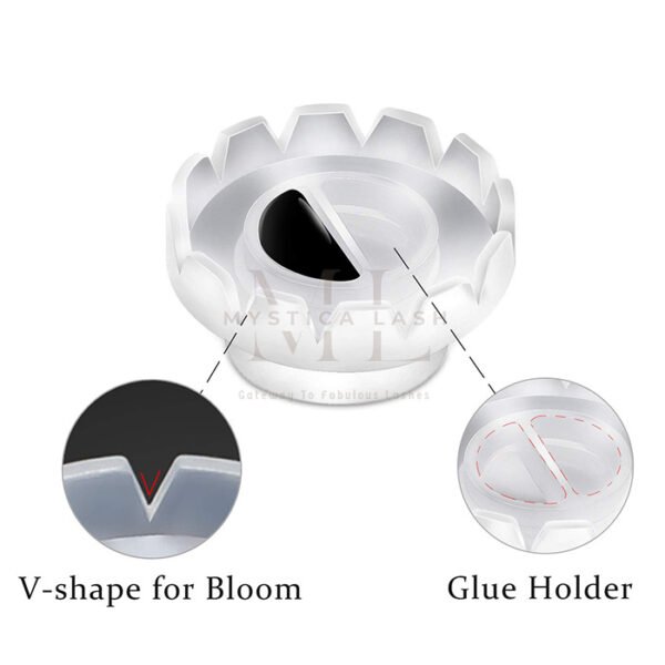 Flower Lash Adhesive Cup With V-shape Base And Glue Holder