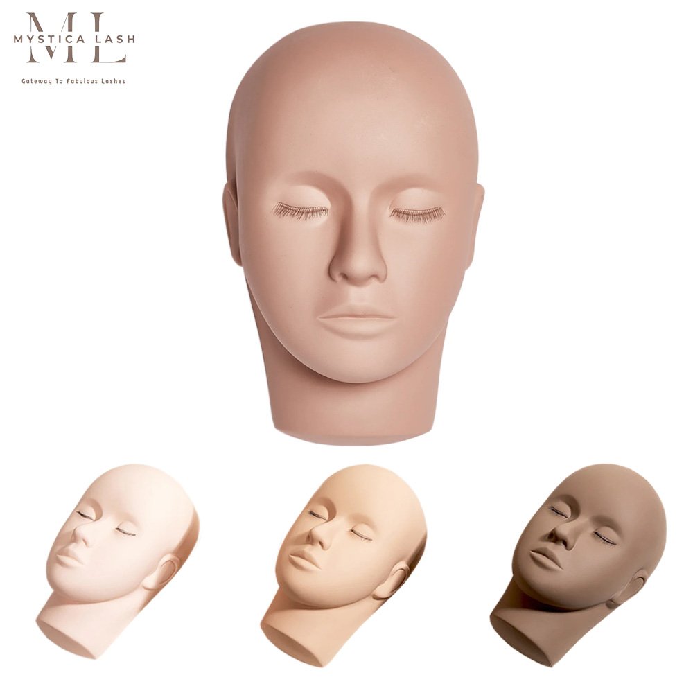 Light & Midium & Brown Mannequin Head For Lash Beginners
