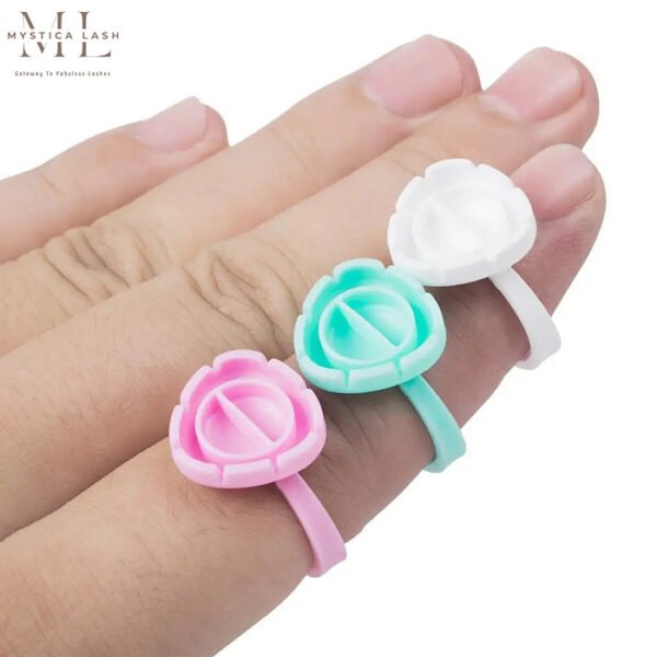 White & Green & Pink Heart Shaped Eyelash Glue Cup With Ring
