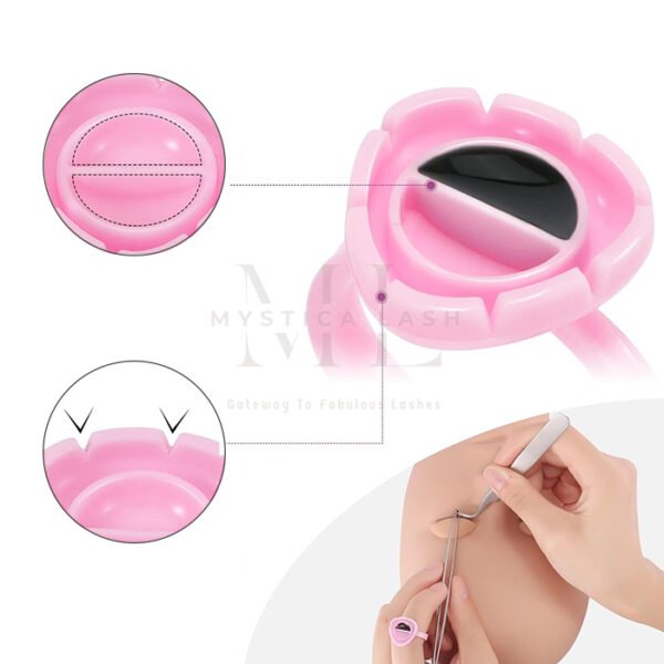 Pink Heart-shaped Glue Cup With Separator And V-shaped Extension For Lashing